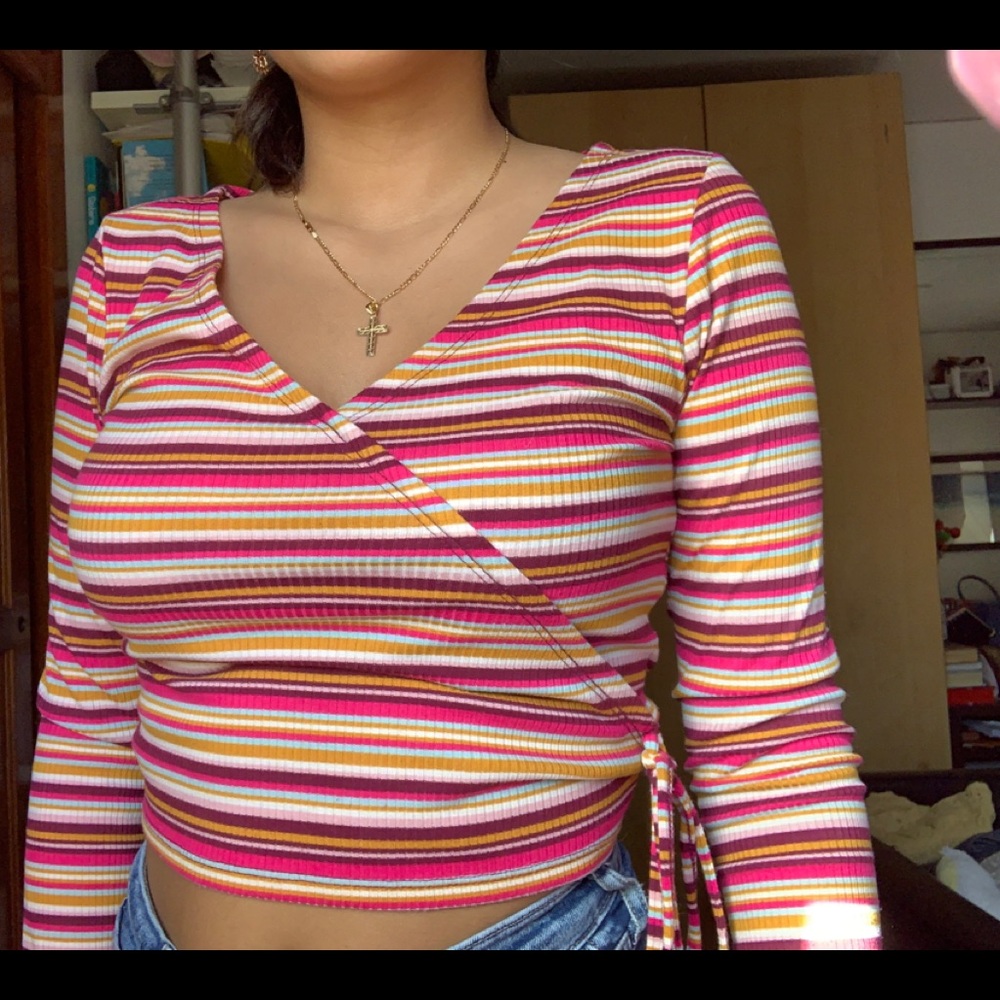 long sleeve cross over shirt